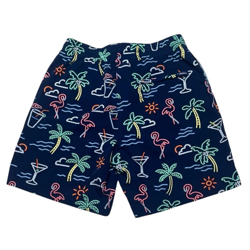 Chubbies The Neon Lights 7” Stretch Swim Trunks Men’s Medium Tropical Neon Print